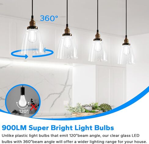 TOBUSA Vintage LED Edison Bulbs 6W, 900lm Super Bright LED Bulbs, 60W Equivalent Light Bulbs, ST58 Antique LED Filament Bulbs, 2700K Warm White, E26 Base Non-Dimmable Bulbs for Home, Office, 12-Pack in Kuwait