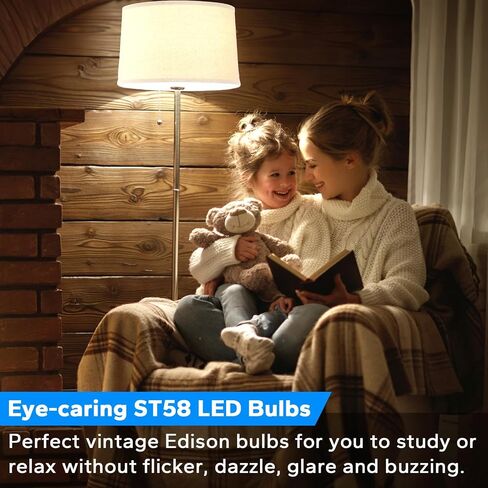 TOBUSA Vintage LED Edison Bulbs 6W, 900lm Super Bright LED Bulbs, 60W Equivalent Light Bulbs, ST58 Antique LED Filament Bulbs, 2700K Warm White, E26 Base Non-Dimmable Bulbs for Home, Office, 12-Pack in Kuwait
