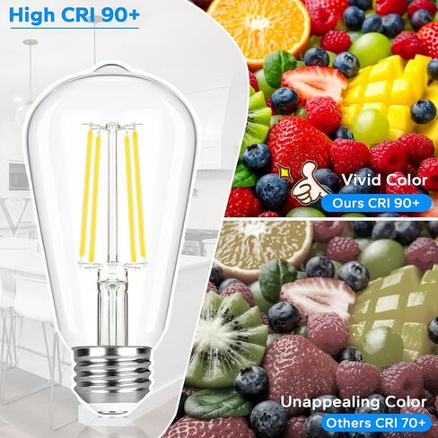 TOBUSA Vintage LED Edison Bulbs 6W, 900lm Super Bright LED Bulbs, 60W Equivalent Light Bulbs, ST58 Antique LED Filament Bulbs, 2700K Warm White, E26 Base Non-Dimmable Bulbs for Home, Office, 12-Pack in Kuwait