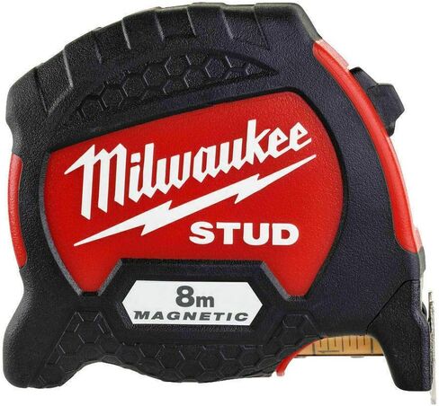 Milwaukee 4932471627 Stud Magnetic Premium Tape Measure Metric 8M-4932471627, Red in Saudi Arabia