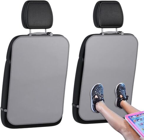 lebogner Back Seat Cover for Kids, 2 Pack Kick Mats Backseat Protector, Car Interior Travel Accessories Waterproof Kick Guard for Vehicles to Protect from Dirt, Mud & Scratches of Kids Feet, Beige in Kuwait