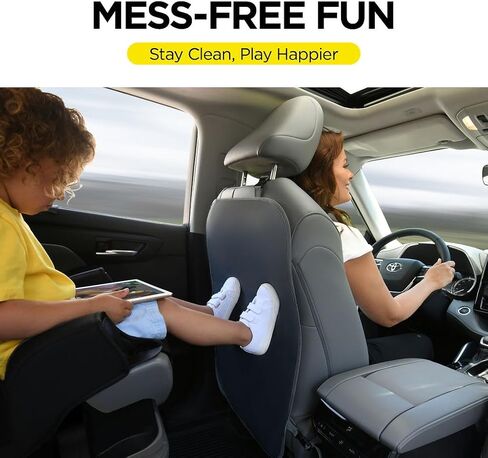 lebogner Back Seat Cover for Kids, 2 Pack Kick Mats Backseat Protector, Car Interior Travel Accessories Waterproof Kick Guard for Vehicles to Protect from Dirt, Mud & Scratches of Kids Feet, Beige in Kuwait