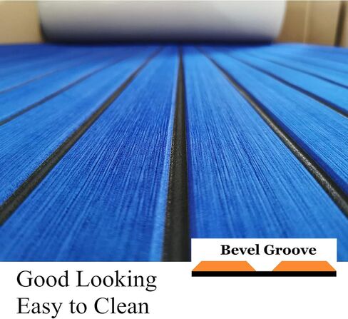 LUBEMIDA EVA Foam Boat Flooring Sheet Marine Faux Teak Decking Carpet for Yacht Floor,94.5"x35.4" Adhesive and Bevelled Edge (Light Brown +Black) in Saudi Arabia