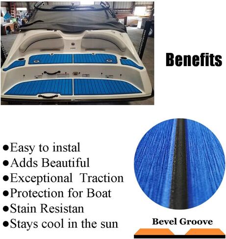 LUBEMIDA EVA Foam Boat Flooring Sheet Marine Faux Teak Decking Carpet for Yacht Floor,94.5"x35.4" Adhesive and Bevelled Edge (Light Brown +Black) in Saudi Arabia