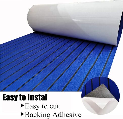 LUBEMIDA EVA Foam Boat Flooring Sheet Marine Faux Teak Decking Carpet for Yacht Floor,94.5"x35.4" Adhesive and Bevelled Edge (Light Brown +Black) in Saudi Arabia