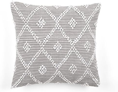 Lush Decor Adelyn Decorative Throw Pillow Cover, 20" W x 20" L, Gray - Square Pillow - Gray Diamond Pillow - Textured Pillows - Hygge Decor - Farmhouse Throw Pillows For Bed, Couch, Or Chair in Kuwait