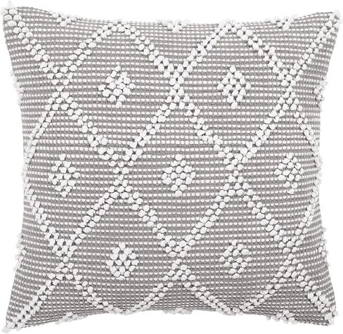 Lush Decor Adelyn Decorative Throw Pillow Cover, 20" W x 20" L, Gray - Square Pillow - Gray Diamond Pillow - Textured Pillows - Hygge Decor - Farmhouse Throw Pillows For Bed, Couch, Or Chair in Kuwait
