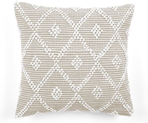 Lush Decor Adelyn Decorative Throw Pillow Cover, 20" W x 20" L, Gray - Square Pillow - Gray Diamond Pillow - Textured Pillows - Hygge Decor - Farmhouse Throw Pillows For Bed, Couch, Or Chair in Kuwait