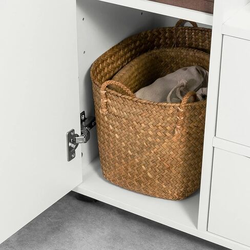 SoBuy Multi-Functional Storage Trolley Printer Table with Drawer and Door Office Trolley on Wheels Bedside Table Side Table for Bathroom Kitchen Office Balcony Living Room, White FBT105-W in Saudi Arabia