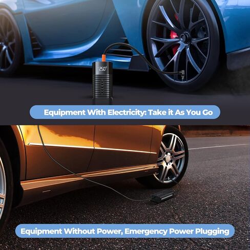 منفاخ الإطارات ضاغط هواء محمول، مضخة هواء للسيارة مع ضغط رقمي LED، ضاغط هواء كهربائي أسرع 2X منفاخ إطارات لاسلكي 150 رطل لكل بوصة مناسبة للسيارات والدراجات والكرات والدراجات النارية in Saudi Arabia