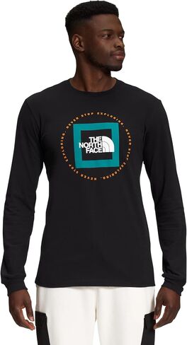 THE NORTH FACE Men's Long Sleeve Geo NSE Tee, TNF Black/Harbor Blue, Medium in Saudi Arabia
