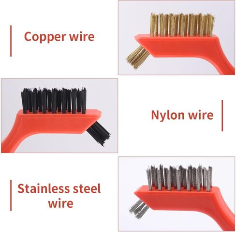 Wire Brush, Small Wire Brush, 8 Pcs Kitchen Wire Brush Set Cleaning Tool with Scraper Dirt Removal, Wire Brushes for Cleaning Welding Slag Paint Rust(Red) in Saudi Arabia