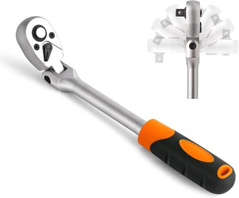 Dual 3/8 and 1/4 Drive Flex Head Ratchet, 72-Tooth 3/8 Ratchet Flex-Head Wrench with Quick-release and Reversible Switch (3/8 and 1/4 Flex-Head) in Saudi Arabia