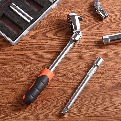 Dual 3/8 and 1/4 Drive Flex Head Ratchet, 72-Tooth 3/8 Ratchet Flex-Head Wrench with Quick-release and Reversible Switch (3/8 and 1/4 Flex-Head) in Saudi Arabia