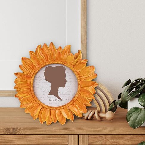 AELS 4x4 Inch Vintage Picture Frame, Elegant Antique Photo Frames with Glass Front, Photo Display, Tabletop Wall Hanging, Gift Ideas, Sunflower in Saudi Arabia