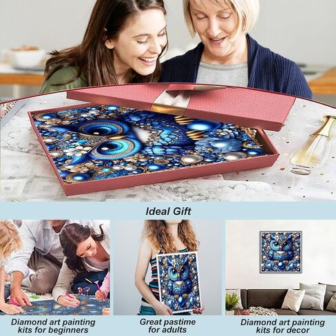 hill froeistung 5D Blue Owl Diamond Art Painting Kits for Adults,Flower Diamond Art, DIY Full Drill Pearl Diamond Art Painting Set for Home Wall Decor Gifts (12X12 inch) in Saudi Arabia