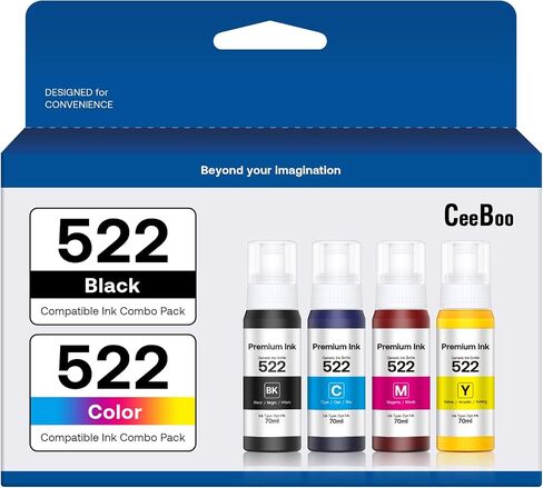 522 Refill Ink Bottle Replacement for Epson 522 Ink Refill Bottles (Not Sublimation Ink) , 1 Black 140 mL, 1 Cyan 80 mL, 1 Magenta 80 mL,1 Yellow 80 mL, 4 Bottles in Saudi Arabia