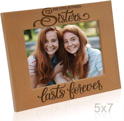 KATE POSH The Love between Sisters Lasts Forever Engraved Natural Wood Picture Frame. Best Friends, Maid of Honor, Matron of Honor, Bridesmaids Gifts. (4x6-Horizontal) in Saudi Arabia