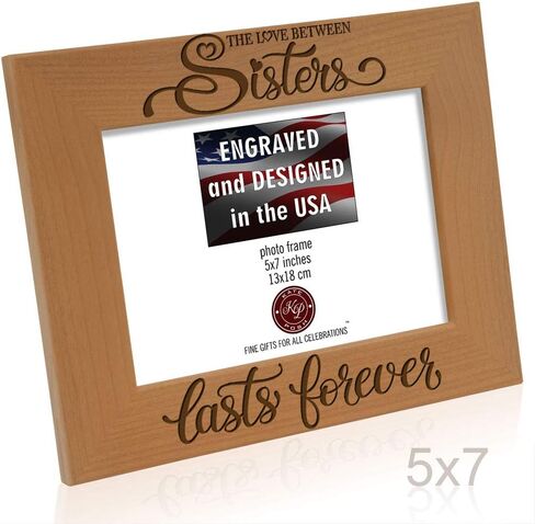 KATE POSH The Love between Sisters Lasts Forever Engraved Natural Wood Picture Frame. Best Friends, Maid of Honor, Matron of Honor, Bridesmaids Gifts. (4x6-Horizontal) in Saudi Arabia