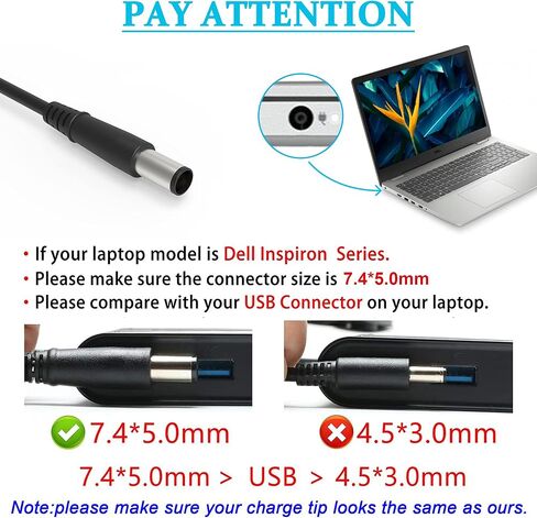 130W 19.5V 6.7A 7.4mm Tip AC Adapter Laptop Charger for Dell Inspiron 15 7559 N7110 N5110 Precision M20 M60 M70 M90 M2400,Dell XPS 15 L502X 17 L702X,PA-4E DA130PE1-00 JU012 CM161 Power Supply Cord in Kuwait