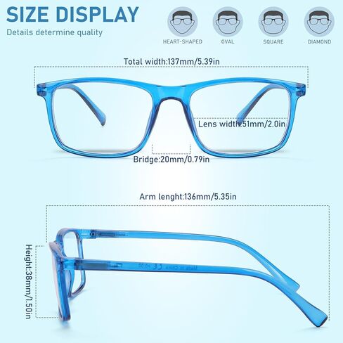 6 Pack Reading Glasses for Men Women, Blue Light Blocking Spring Hinge Computer Readers Anti Glare UV Eyeglasses in Kuwait