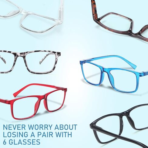 6 Pack Reading Glasses for Men Women, Blue Light Blocking Spring Hinge Computer Readers Anti Glare UV Eyeglasses in Kuwait
