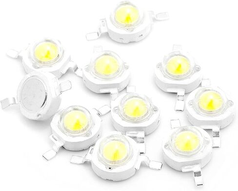CHANZON 10 قطع عالية الطاقة LED رقاقة 1W أبيض 6000K - 6500K (300mA - 350mA / DC 3V - 3.4V / 1 Watt) كثافة فائقة السطوع SMD COB مكونات باعث الضوء ديود 1 وات لمبة مصباح إضاءة ذاتية الصنع in Saudi Arabia
