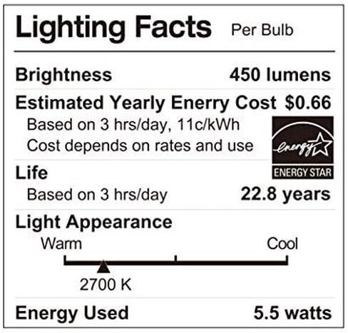 لمبة LUNO A19 LED قابلة لتعديل الضوء، 5.5 وات (ما يعادل 40 وات)، 450 لومن، 2700 كلفن (أبيض ناعم)، قاعدة متوسطة (E26)، UL & ENERGY STAR (4 عبوات) in Kuwait