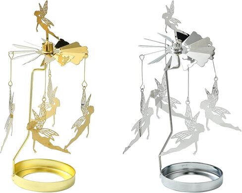 DanLingJewelry 2 قطعة حامل مصباح الشاي الدوار ديكور معدني دوار من الفولاذ المقاوم للصدأ حامل شمعة دوار لديكور المنزل والزفاف in Kuwait