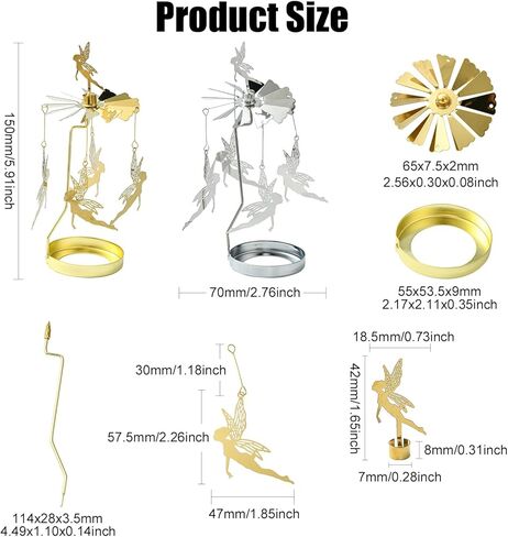 DanLingJewelry 2 قطعة حامل مصباح الشاي الدوار ديكور معدني دوار من الفولاذ المقاوم للصدأ حامل شمعة دوار لديكور المنزل والزفاف in Kuwait