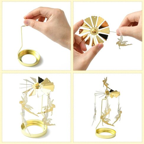 DanLingJewelry 2 قطعة حامل مصباح الشاي الدوار ديكور معدني دوار من الفولاذ المقاوم للصدأ حامل شمعة دوار لديكور المنزل والزفاف in Kuwait