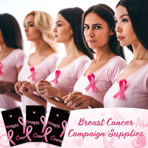 3 Pieces Breast Cancer Awareness Tablecloth, 54 x 108 in Pink Ribbon Plastic Table Cover, Breast Cancer Awareness Accessories Gifts for Cancer Survivor Women Charity Public Dining Kitchen(Black) in Saudi Arabia