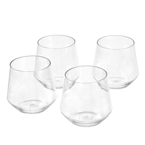 Amazon Basics Tritan BPA-Free Plastic Stemless Wine Glass, 14-Ounce, Clear - Set of 4 in Saudi Arabia