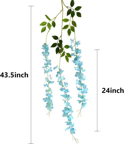 12 Pack 3.6 Feet Artificial Fake Wisteria Vine Ratta Hanging Garland Silk Flowers String Party Home Wedding Decor, (Champagne) in Saudi Arabia