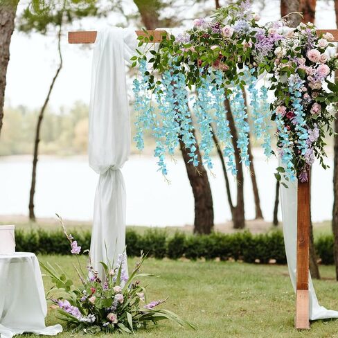 12 Pack 3.6 Feet Artificial Fake Wisteria Vine Ratta Hanging Garland Silk Flowers String Party Home Wedding Decor, (Champagne) in Saudi Arabia