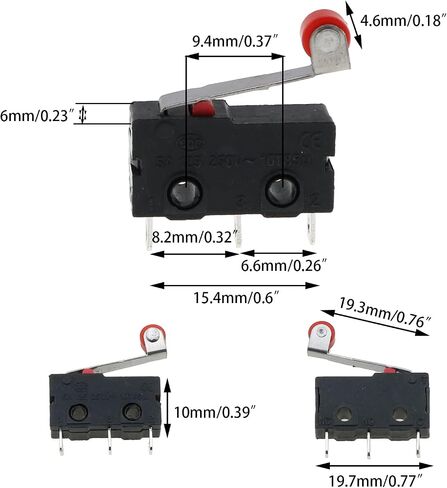 Limit Switch DGZZI 10PCS KW-12 Micro Limit Switches with Momentary Roller Lever Arm, AC 250V 3A 1NO 1NC Snap Action Micro Switch in Saudi Arabia