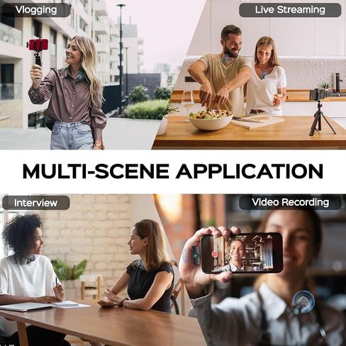 2 Packs Wireless Lavalier Microphone for iPhone 15/iPad/Android/Phone/PC/Laptop, Plug-Play Mini Mic with Noise Reduction, Lapel USB C Microphone for Video Recording, Interview, Vlogging in Saudi Arabia