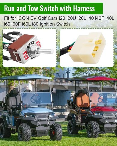 Run and Tow Switch with Harness Fit for ICON EV Golf Cars i20 i20U i20L i40 i40F i40L i60 i60F i60L i80, Advanced Golf cart Accessories for Sports and Outdoors Golf Enthusiasts in Saudi Arabia