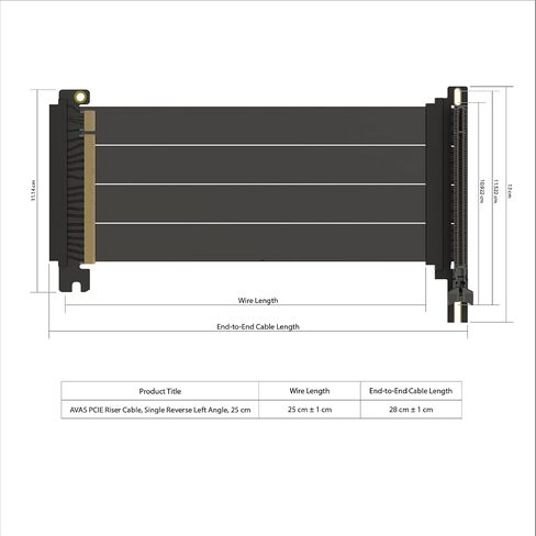 لينك اب - كابل رفع AVA5 PCIE 5.0 | دليل مستقبلي للتركيب العمودي لوحدة معالجة الرسومات Gen 5 | سرعة x16 128 جيجابايت/ثانية | متوافق مع PCIe 4.0 | مصممة لـ ITX | فردي عكسي مستقيم، أسود 23 سم in Kuwait