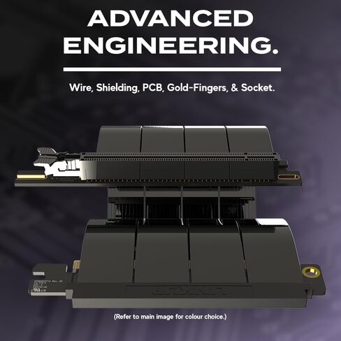لينك اب - كابل رفع AVA5 PCIE 5.0 | دليل مستقبلي للتركيب العمودي لوحدة معالجة الرسومات Gen 5 | سرعة x16 128 جيجابايت/ثانية | متوافق مع PCIe 4.0 | مصممة لـ ITX | فردي عكسي مستقيم، أسود 23 سم in Kuwait