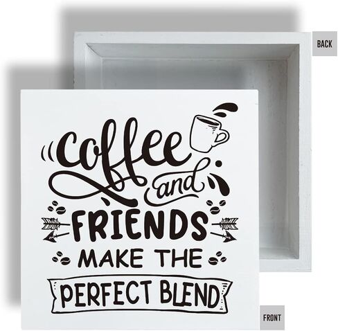 قهوة المزرعة والأصدقاء يصنعون مزيجًا مثاليًا من علامة الصندوق الخشبي على الطراز الريفي من خشب القهوة كتلة منضدية لافتة مكتب ديكور لرف المطبخ المنزلي 5 × 5 بوصات in Kuwait