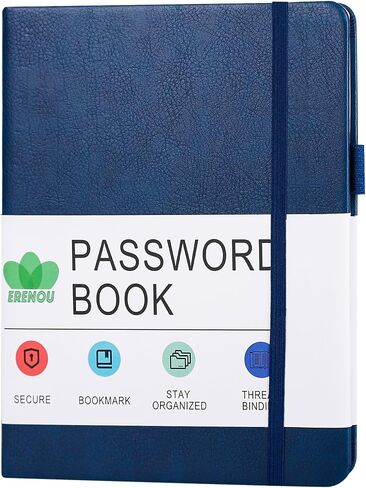 Password Book with Alphabetical tabs, Internet Address and Password Book-5.2“×7.6"Password Keeper Book, Password Notebook for Work (cyan) in Saudi Arabia