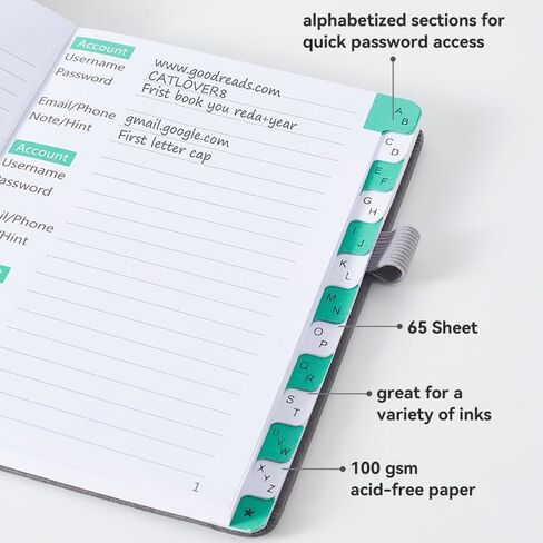 Password Book with Alphabetical tabs, Internet Address and Password Book-5.2“×7.6"Password Keeper Book, Password Notebook for Work (cyan) in Saudi Arabia
