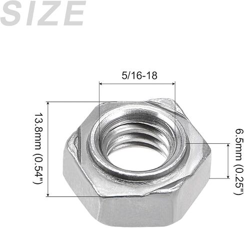 Hex Weld Nuts Steel (1/4-20 Thread Size) 20Pcs, Carbon Steel Hexagonal Nuts - for Machinery Industry, Home Furniture Repair in Saudi Arabia