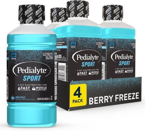 Pedialyte Sport Electrolyte Drink, Fast Hydration with 5 Key Electrolytes for Muscle Support Before, During, & After Exercise, Berry Freeze, 1 Liter in Saudi Arabia