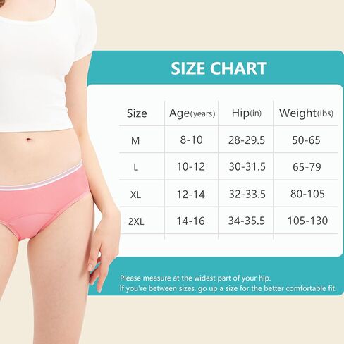Teen Girls Period Underwear Menstrual Leakproof Panties for First Period Starter Panty Kids Cotton Protective Brief in Saudi Arabia