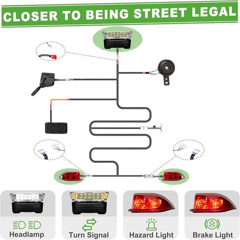 10L0L Golf Cart Light Kit for Club Car Precedent 2004-2008.5, Headlight Taillight Turn Signal Brake Lights Horn Upgrade(Must Input 12 Volts) in Saudi Arabia