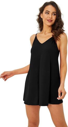 Spmor Women's Sleeveless Loose Short Dresses Plain Casual Tops in Saudi Arabia