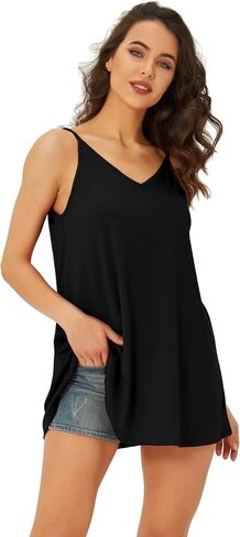 Spmor Women's Sleeveless Loose Short Dresses Plain Casual Tops in Saudi Arabia