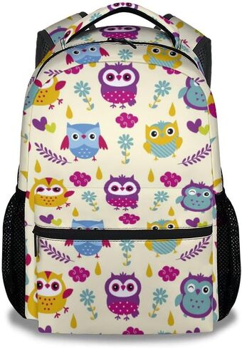 Owl School Backpack for Girls - 16 Inch Yellow Backpacks for Kids 6-12 Years - Durable Cartoon Bookbag for Travel in Saudi Arabia